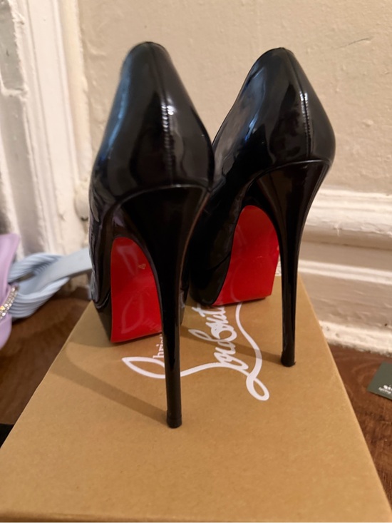 Christian Louboutin Shoes - Christian Louboutin Black Patent Leather Pointed Stiletto Pumps with Red Soles